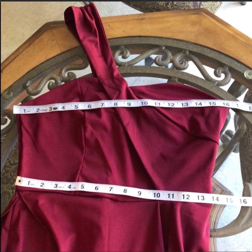 EUC: One Shoulder Stretch Jumpsuit with Skirt. M - Picture 4 of 5